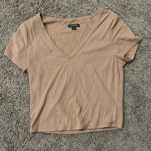 tan v neck crop top